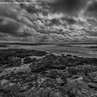 Buy canvas prints of Rocky Beach At Gwithian and Godrevy (mono) by Derek Daniel