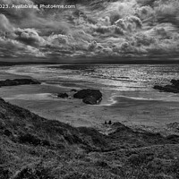 Buy canvas prints of Gwithian Beach, Cornwall (mono) by Derek Daniel