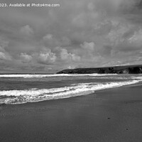Buy canvas prints of The Sandy Beach at Holywell, Cornwall (mono) by Derek Daniel