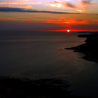 Buy canvas prints of Sunset At Chapman's Pool and beyond by Derek Daniel