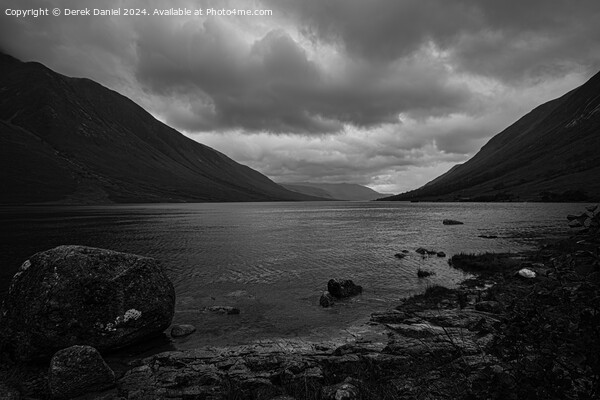 Black Clouds over Loch Etive (mono) Picture Board by Derek Daniel