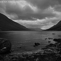 Buy canvas prints of Black Clouds over Loch Etive (mono) by Derek Daniel