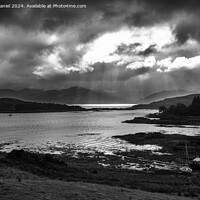 Buy canvas prints of Stormy clouds over Loch Hourn (mono) by Derek Daniel