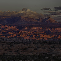 Buy canvas prints of Fiery Red Sunset at Arches National Park (panorami by Derek Daniel