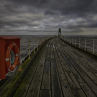 Buy canvas prints of Whitby Pier, Whitby Harbour, West Yorkshire (panor by Derek Daniel