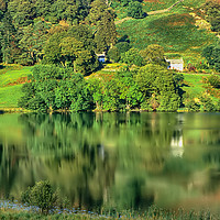 Buy canvas prints of Loughrigg Tarn Reflection, The Lake District by Derek Daniel