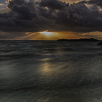 Buy canvas prints of Golden Sunset at Trearddur Beach by Derek Daniel