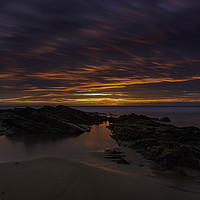 Buy canvas prints of Crooklets Beach Sunset, Bude, Cornwall (panoramic) by Derek Daniel
