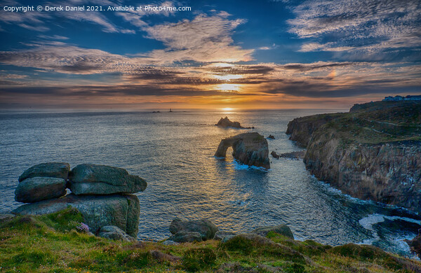 Stunning Sunset over Cornwalls Seascape Picture Board by Derek Daniel