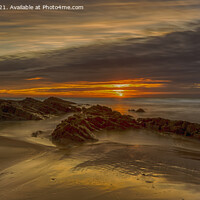 Buy canvas prints of Crooklets Beach Sunset #2, Bude, Cornwall by Derek Daniel