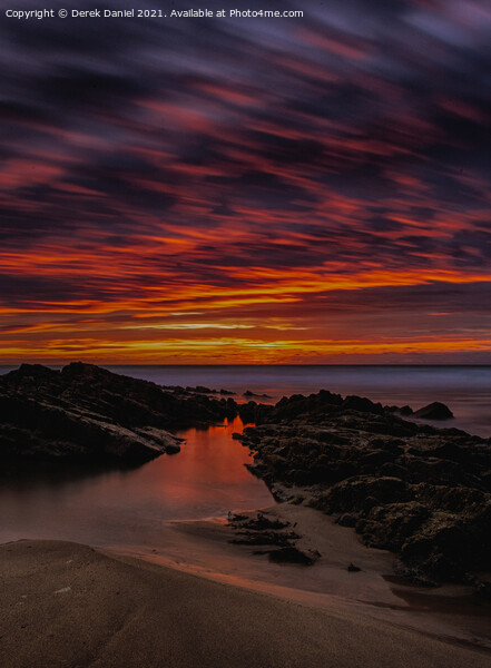 Crooklets Beach Sunset #4, Bude, Cornwall Picture Board by Derek Daniel