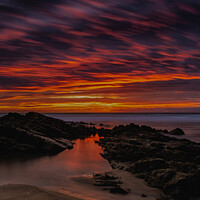 Buy canvas prints of Crooklets Beach Sunset #4, Bude, Cornwall by Derek Daniel