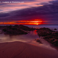Buy canvas prints of Crooklets Beach Sunset #6, Bude, Cornwall by Derek Daniel