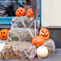 Buy canvas prints of A comic installation for Halloween near the entrance of a residential building. by Sergii Petruk