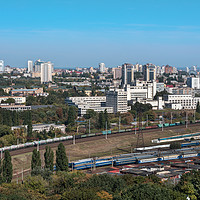 Buy canvas prints of Kiev, Ukraine, cityscape, view of the railway junc by Sergii Petruk