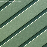 Buy canvas prints of Green corrugated steel sheet with vertical guides. by Sergii Petruk