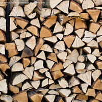 Buy canvas prints of A stack of chopped firewood stacked on top of each other by Sergii Petruk