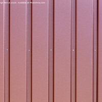 Buy canvas prints of Reddish-brown corrugated steel sheet with vertical guides. by Sergii Petruk