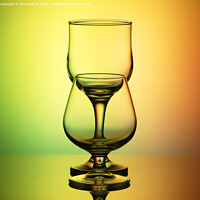 Buy canvas prints of empty glasses on a yellow-green background by Sergii Petruk