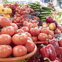Buy canvas prints of tomatoes, cucumbers, peppers and other vegetables for sale on the market by Sergii Petruk