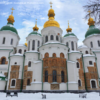 Buy canvas prints of The famous St. Sophia Cathedral in Kyiv in the winter against the blue cloudy sky by Sergii Petruk