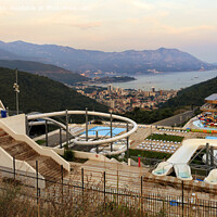 Buy canvas prints of The top view of the water park of the city of Budva at dawn. by Sergii Petruk
