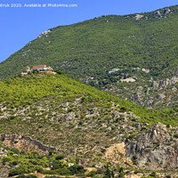 Buy canvas prints of A bottom-up view of two monasteries, one male and one female, in Loutraki, Greece. by Sergii Petruk