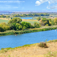 Buy canvas prints of View of the Southern Bug River and the railway bridge on the horizon. by Sergii Petruk