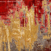 Buy canvas prints of Abstract red and gold textile carpet pattern of oriental style. by Sergii Petruk