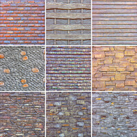 Buy canvas prints of Collage of various stone textures for decorating external surfaces. by Sergii Petruk