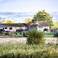 Buy canvas prints of A farm with the Mendip Hills in the background by Will Badman