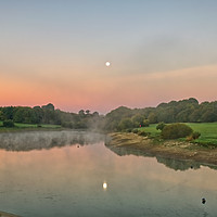 Buy canvas prints of Misty sunrise over Sutton Bingham Reservoir Uk by Will Badman