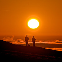 Buy canvas prints of People, sunset, and fog Devil's Dyke Brighton by Frances Valdes