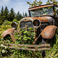 Buy canvas prints of Rusty old Ford car by David Belcher