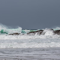 Buy canvas prints of Sea and surf at Porthtowen Cornwall by David Belcher