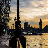 Buy canvas prints of Thames Embankment at Sunset by David Belcher