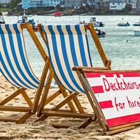 Buy canvas prints of Deckchairs for hire by David Belcher