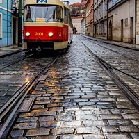 Buy canvas prints of Prague tram by David Belcher