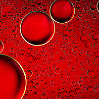 Buy canvas prints of Red bubbles. Oil and liquid abstract.  by Judith Flacke