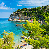 Buy canvas prints of Anthony Quinn Bay Rhodes Greece by Ian Woolcock