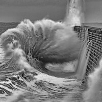 Buy canvas prints of Tynemouth pier waves by david siggens