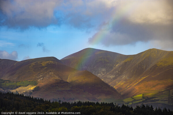 Skiddaw rainbow Picture Board by david siggens