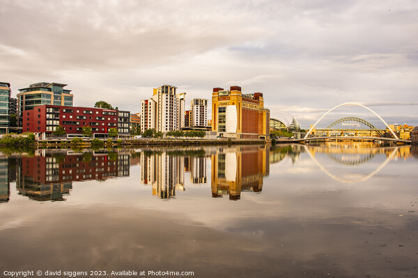 After sunrise Reflections Newcastle Quayside Picture Board by david siggens