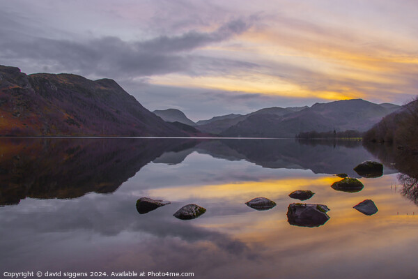 Ullswater sunset the Lakes Picture Board by david siggens