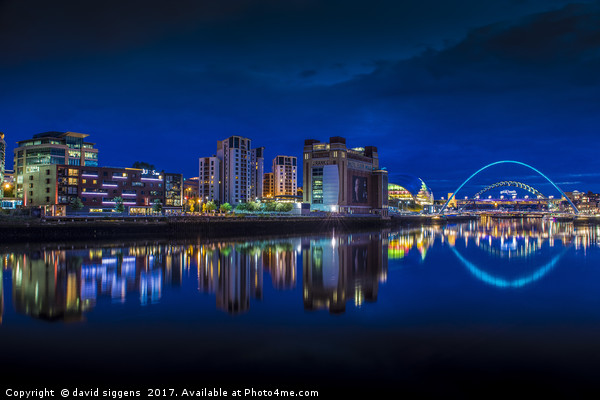 Blue hour Newcastle Quayside Picture Board by david siggens