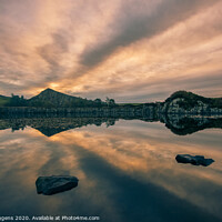 Buy canvas prints of Cawfields Quarry rising sun fire by david siggens