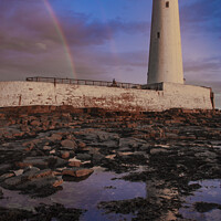 Buy canvas prints of St Marys lighthouse rainbow by david siggens