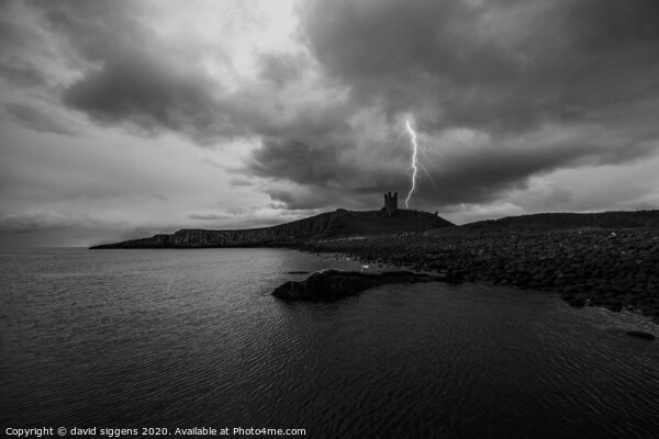 Dunstanburgh castle lightening Picture Board by david siggens