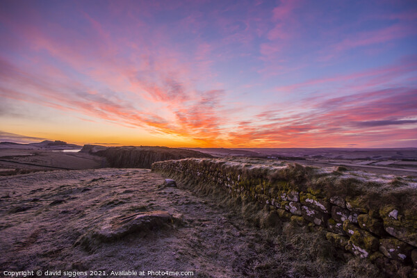 Steel rigg hadriand wall sunrise Picture Board by david siggens