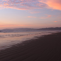 Buy canvas prints of Sunset and waders at Pismo beach, California  by Carmen Green